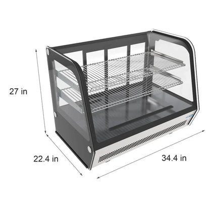 KoolMore 35 inch NSF Commercial Countertop Refrigerator Display Case, 5.6 Cu. Ft., Black And Stainless Steel - CDC-5C-BK