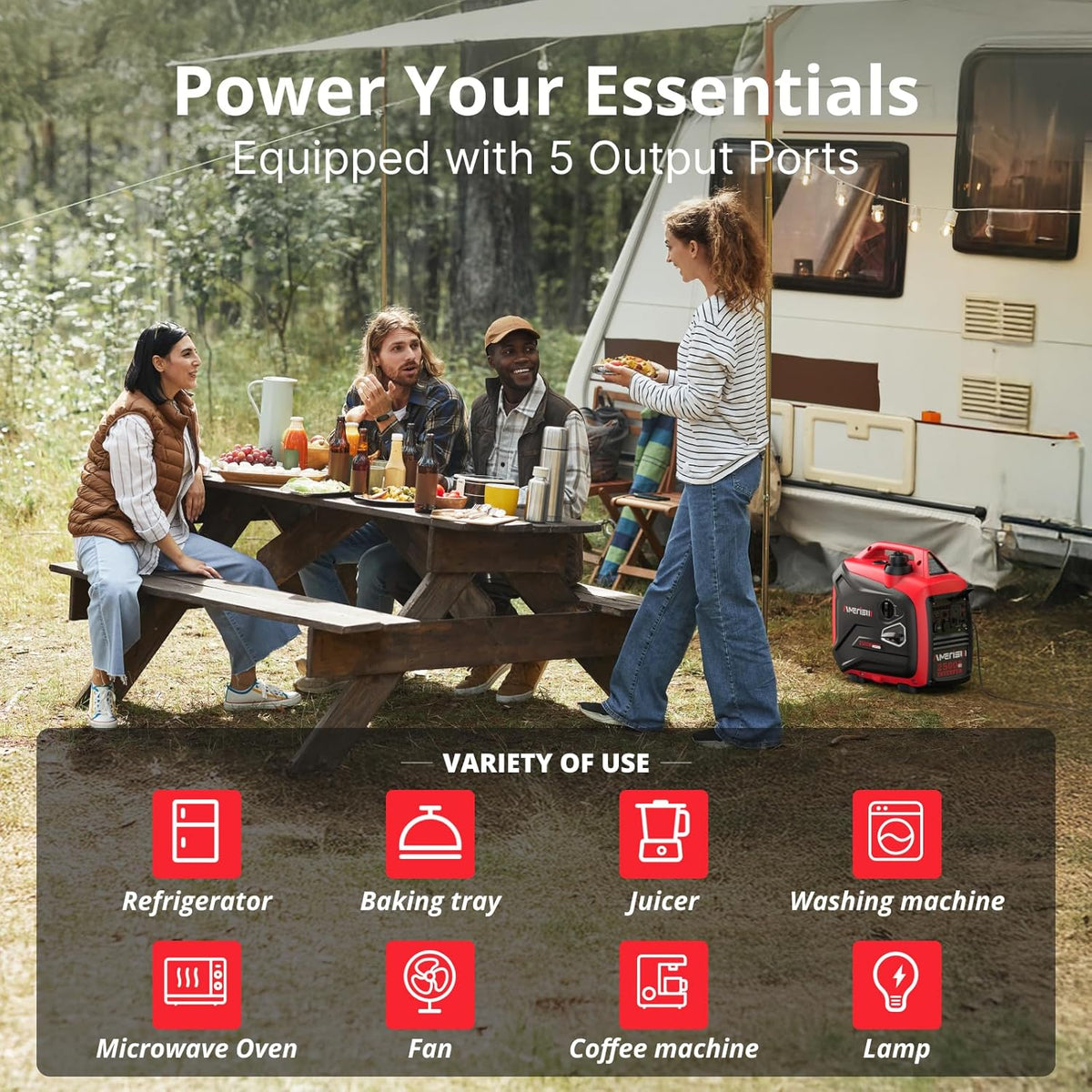 2500-Watt Gas Powered Portable Inverter Generator With CO Sensor