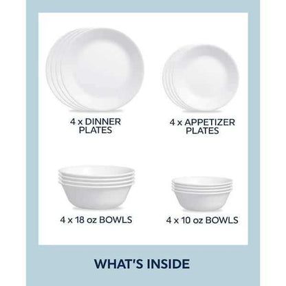 Corelle Winter Frost White 16-Piece Dinnerware Set