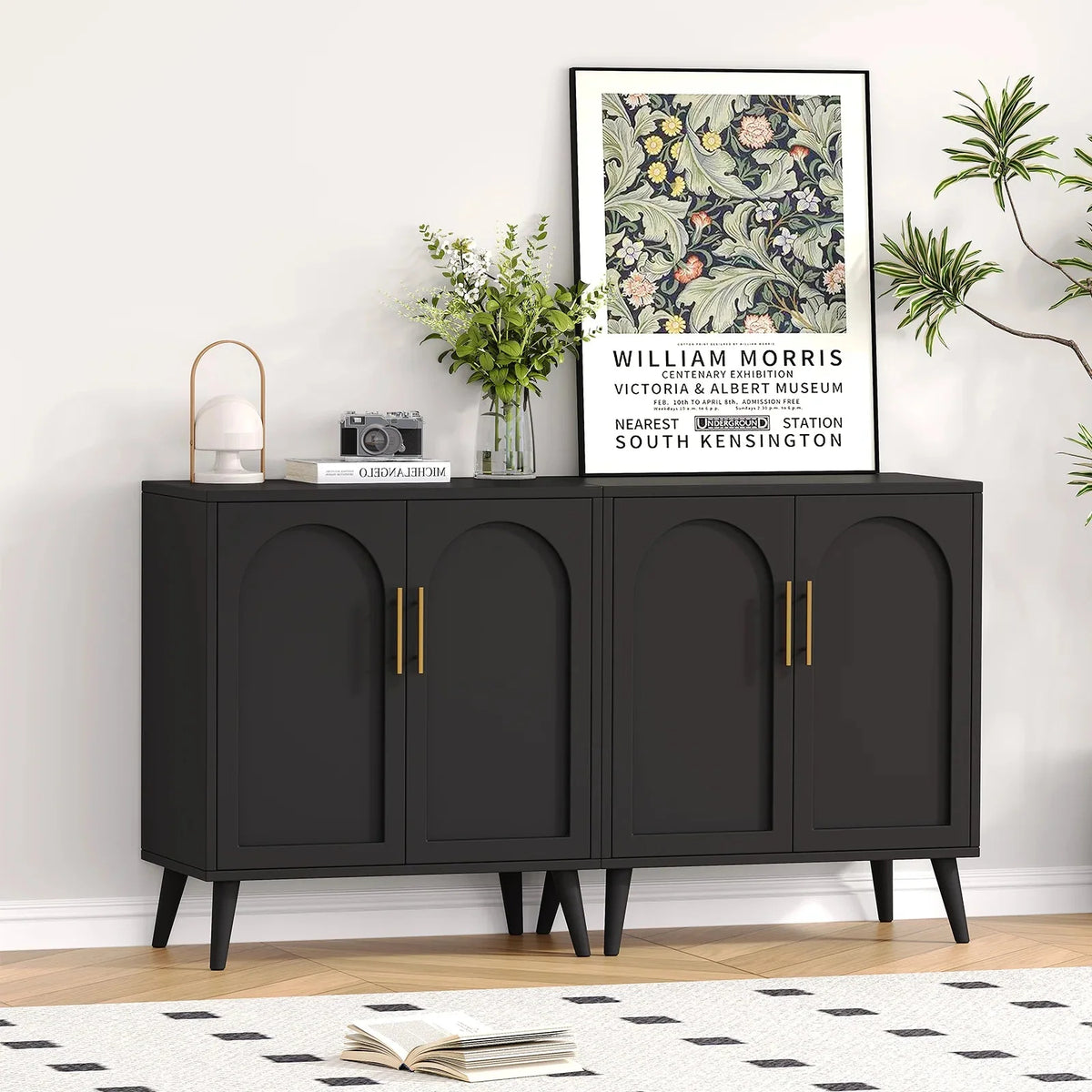 Rovaurx Set Of 2 Rattan Storage Cabinets With Doors