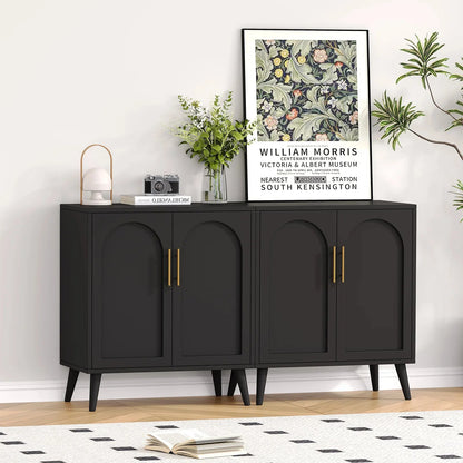 Rovaurx Set Of 2 Rattan Storage Cabinets With Doors
