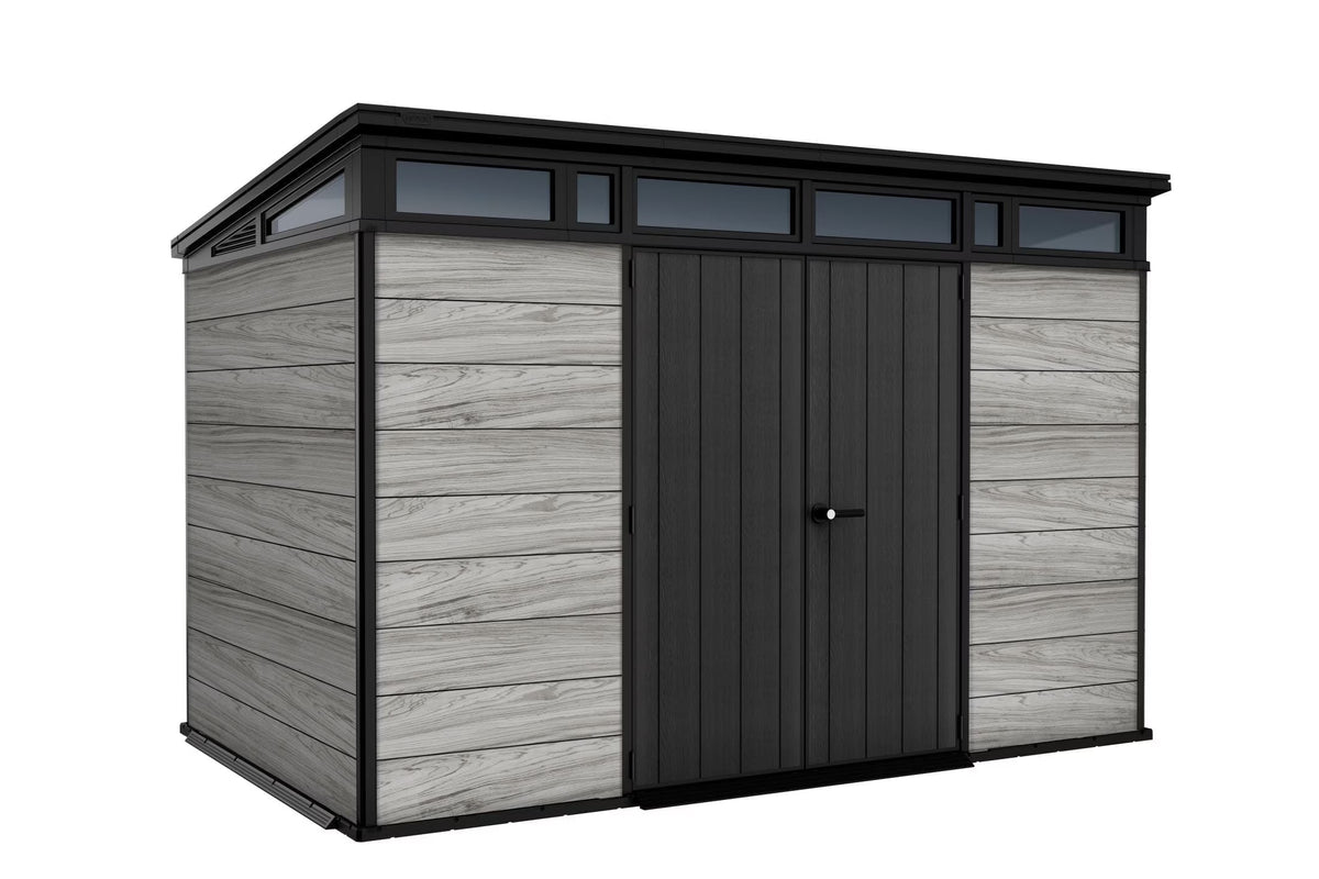 Keter Outdoor Storage Shed 11 x 7 ft, Walnut - Signature