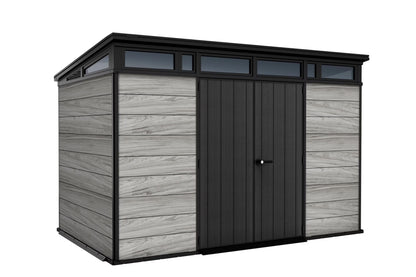 Keter Outdoor Storage Shed 11 x 7 ft, Walnut - Signature