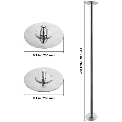 KFFKFF Dance Pole Set, 45mm Stainless Steel, Silver - HM-590S