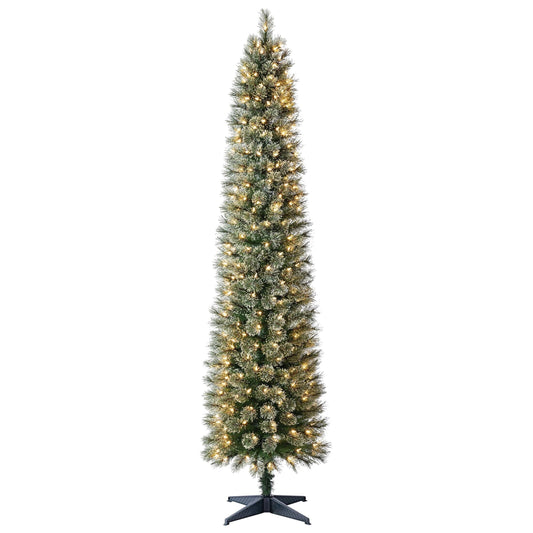 Holiday Time 7 ft Pre-Lit Shelton Pencil Fir Artificial Christmas Tree, Clear LED Lights - Shelton