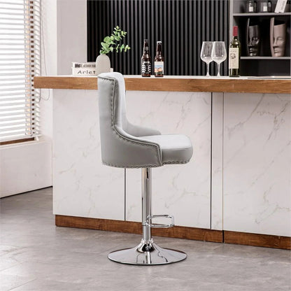 Alexent 2-Piece Swivel Bar Stools, Dark Blue, 43.7-51.6 H, 19.3 W x 18.1 D - Silver Footrest