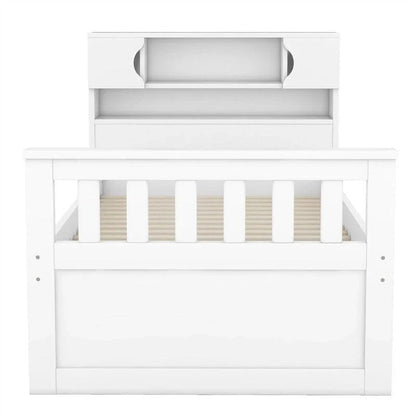Twin/Full Captain Platform Bed With 4 Drawers And Storage Bookcase Headboard