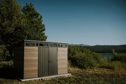Keter Outdoor Storage Shed 11 x 7 ft, Walnut - Signature