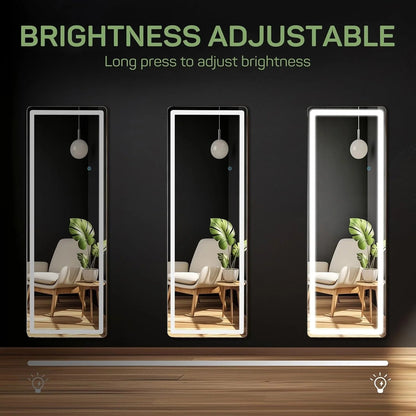 LED Full-Length Floor Mirror With Stand, 64 x 21 Inch