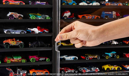 Hot Wheels Display Case With Exclusive Mercedes-Benz 190E 1:64 Scale Sports Car