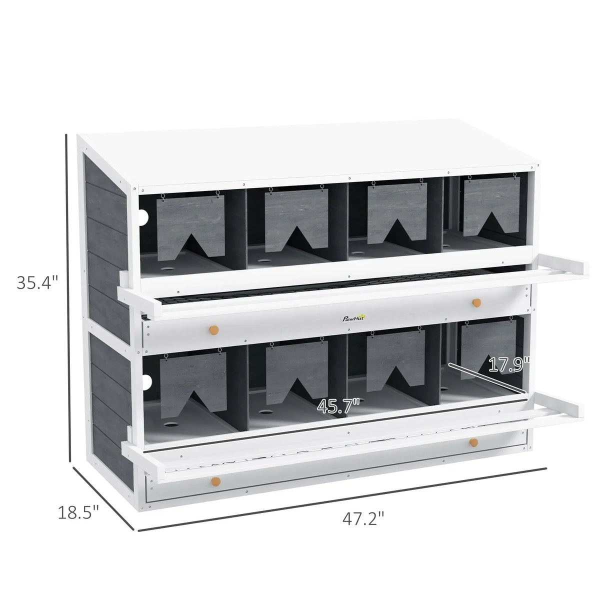 PawHut Chicken Nesting Boxes With 2 Egg Collection Trays, 8 Compartments