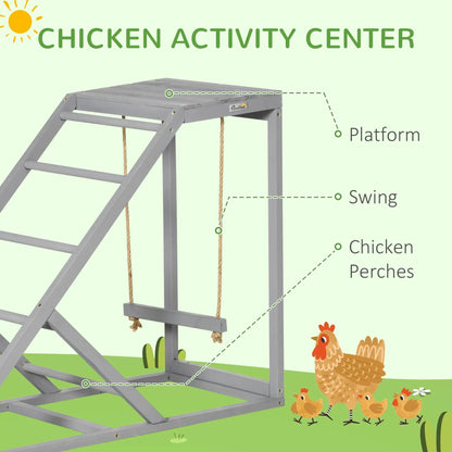 PawHut Chicken Activity Play Center With Swing, Perches And Platform, Pastel Gray - D51-350V00GY