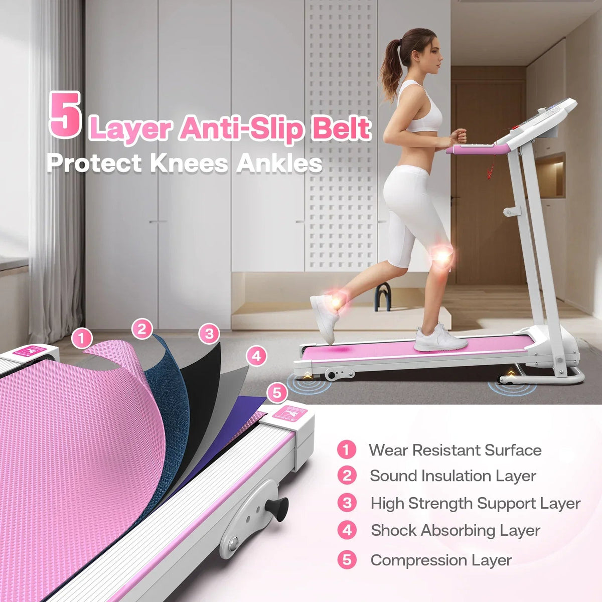 FYC Foldable Home Treadmill, 2.5 HP, 7.5 MPH, 40x14 in Running Belt