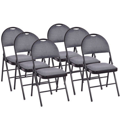 Costway Folding Chairs With Fabric Upholstered Padded Seats And Metal Frame - Set Of 6