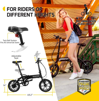 Swagtron Swagcycle EB5 Pro Plus Folding Electric Bike With Pedals, Lightweight Aluminum - Recertified