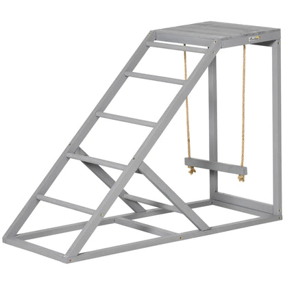 PawHut Chicken Activity Play Center With Swing, Perches And Platform, Pastel Gray - D51-350V00GY