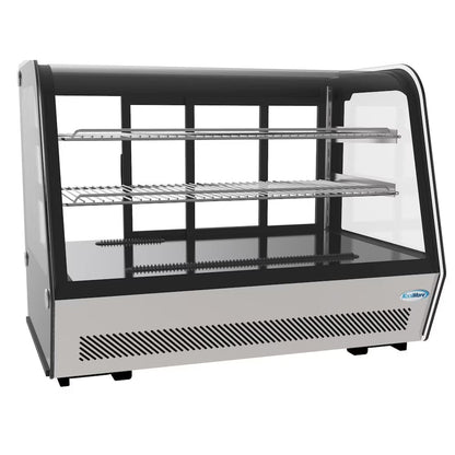 KoolMore 35 inch NSF Commercial Countertop Refrigerator Display Case, 5.6 Cu. Ft., Black And Stainless Steel - CDC-5C-BK