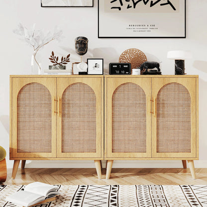 Rovaurx Set Of 2 Rattan Storage Cabinets With Doors