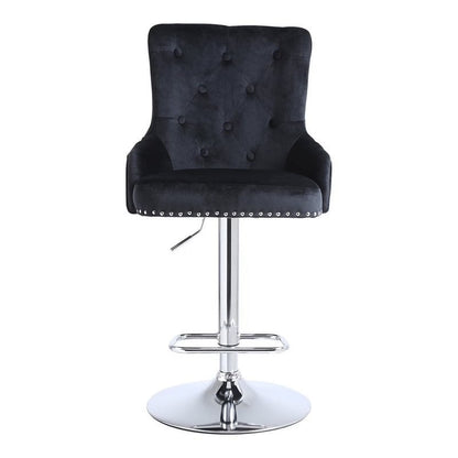 Alexent 2-Piece Swivel Bar Stools, Dark Blue, 43.7-51.6 H, 19.3 W x 18.1 D - Silver Footrest