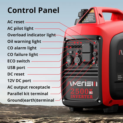 2500-Watt Gas Powered Portable Inverter Generator With CO Sensor
