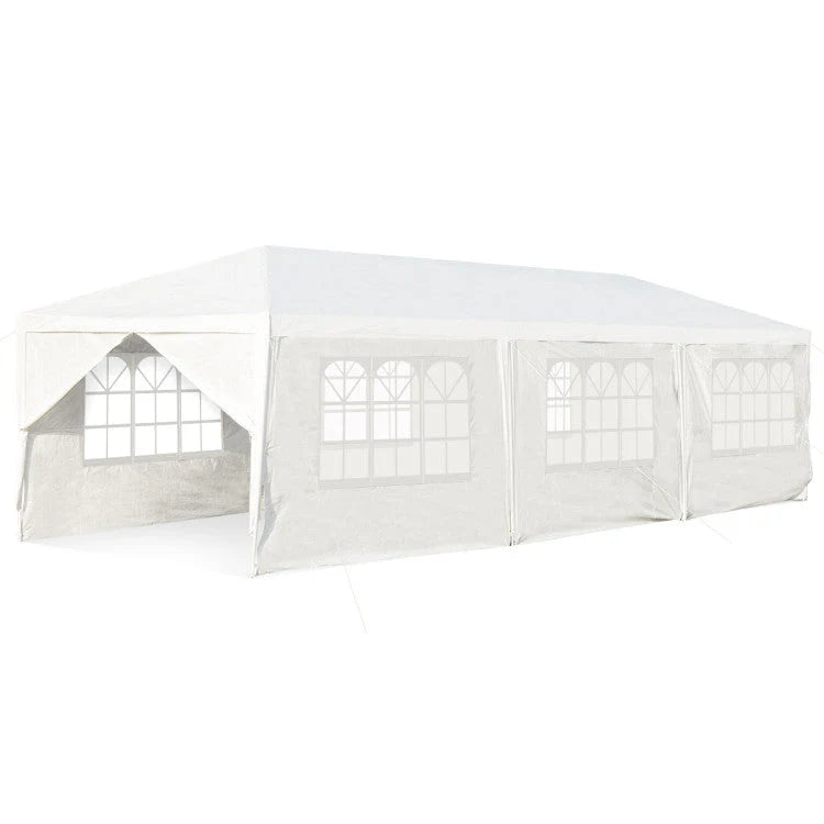 Outdoor Canopy Party Tent, 10 x 30 ft, 8 Removable Sidewalls, White