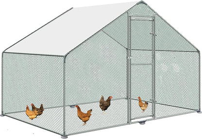 Metal Walk-In Chicken Run Cage With Cover, 10'L X 6.6'W X 6.56'H