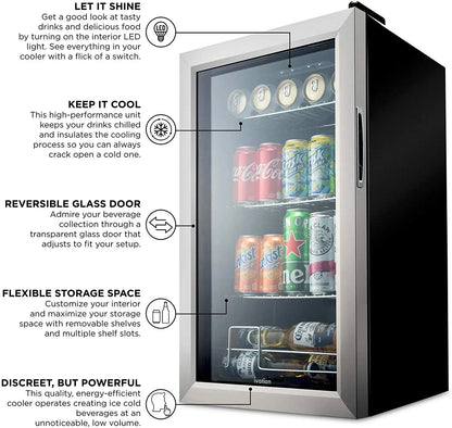 Ivation Freestanding Wine Cellar Mini Fridge, 101-Bottle, Stainless Steel
