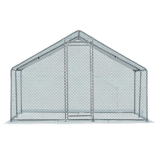 10 x 10 ft Metal Chicken Coop Walk-In Poultry Cage With Waterproof Cover