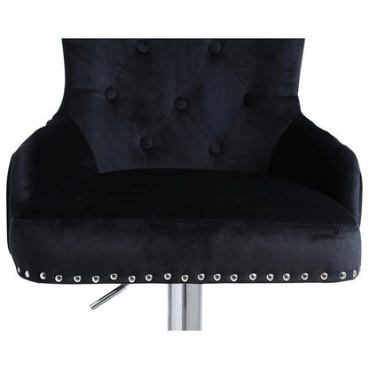 Alexent 2-Piece Swivel Bar Stools, Dark Blue, 43.7-51.6 H, 19.3 W x 18.1 D - Silver Footrest