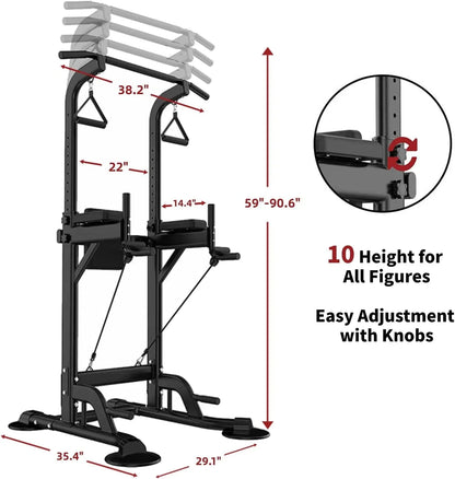 Tappio Power Tower Dip Bar Station Pull Up Bar Stand With Backrest, 400lb Capacity