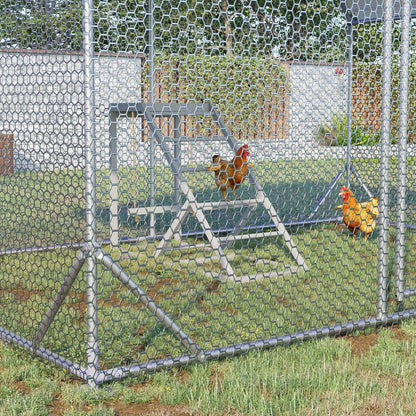 PawHut Chicken Activity Play Center With Swing, Perches And Platform, Pastel Gray - D51-350V00GY