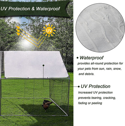 Metal Walk-In Chicken Run Cage With Cover, 10'L X 6.6'W X 6.56'H