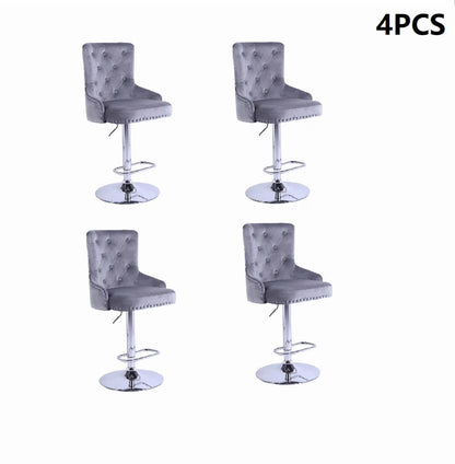 Alexent 2-Piece Swivel Bar Stools, Dark Blue, 43.7-51.6 H, 19.3 W x 18.1 D - Silver Footrest