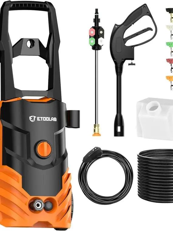 Orange Electric Pressure Washer 3800PSI 2.4GPM, 5 Nozzles, Dual Water Intake, 35FT Cord