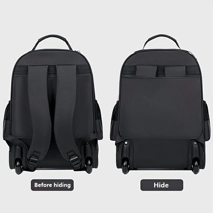 Rolling Backpack With Retractable Handle, Aluminum Frame, Oxford Fabric, Black