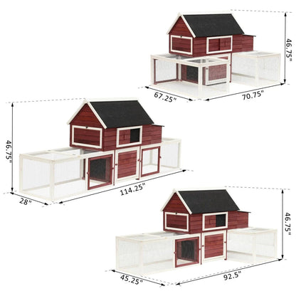 Pawhut Wooden Backyard Chicken Coop With Nesting Box And Run, 114in