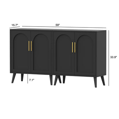 Rovaurx Set Of 2 Rattan Storage Cabinets With Doors