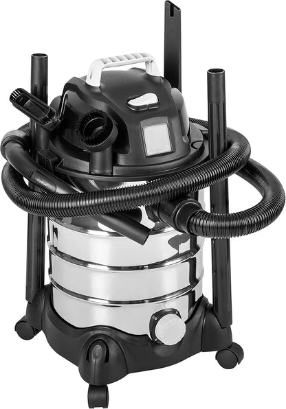 Wet-Dry Vacuum Cleaner, 4-Gallon, 3 Horsepower, Stainless Steel, Gray/Black