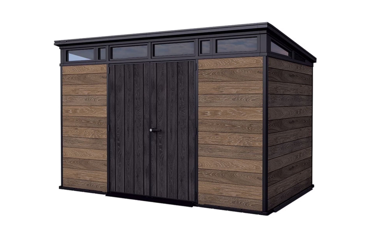 Keter Outdoor Storage Shed 11 x 7 ft, Walnut - Signature