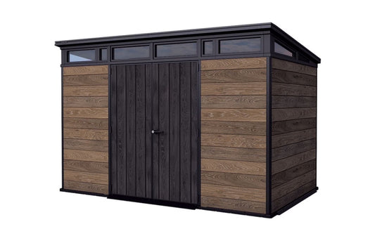 Keter Outdoor Storage Shed 11 x 7 ft, Walnut - Signature