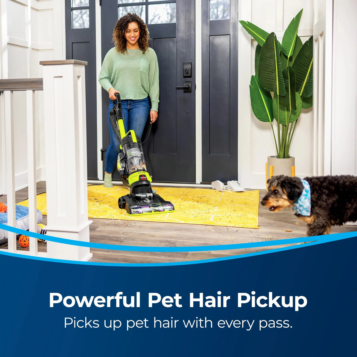 BISSELL PowerForce Helix Rewind Pet Deluxe Bagless Upright Vacuum, Green - 3335