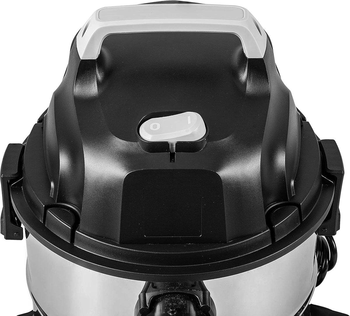 Wet-Dry Vacuum Cleaner, 4-Gallon, 3 Horsepower, Stainless Steel, Gray/Black