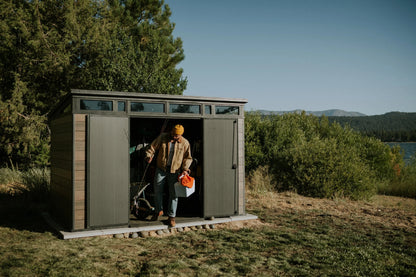 Keter Outdoor Storage Shed 11 x 7 ft, Walnut - Signature