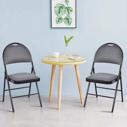 Costway Folding Chairs With Fabric Upholstered Padded Seats And Metal Frame - Set Of 6