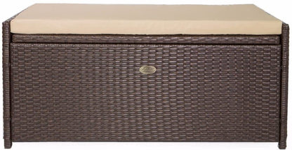 Barton Rattan Style Outdoor Storage Bench, 60-Gallon, Brown - With Seat Cushion