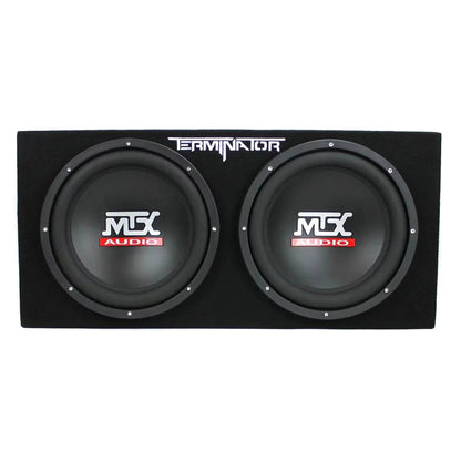 MTX TNE212D 12-Inch Subwoofer Enclosures 2-Pack With Planet Audio AC1500.1 Amplifiers 2-Pack And Soundstorm AKS8 Amp Wire Kit