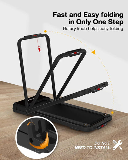 FYC 3.5HP 2-in-1 Foldable Under Desk Treadmill, 300 LBS Capacity, 15.8 x 41.3 in Belt - Black
