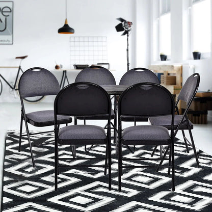 Costway Folding Chairs With Fabric Upholstered Padded Seats And Metal Frame - Set Of 6