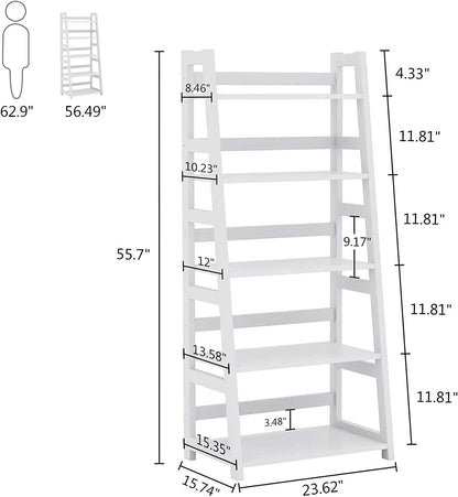 5-Tier Ladder Bookshelf Bookcase With 5 Shelves