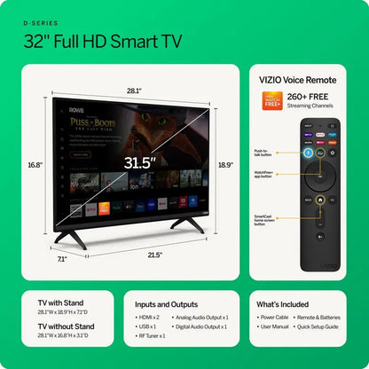 VIZIO 32 Inch Class D-Series FHD LED Smart TV - D32fM-K01